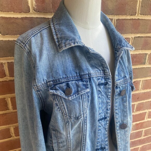 American Eagle Distressed Jean Jacket Size XL - Picture 4 of 15